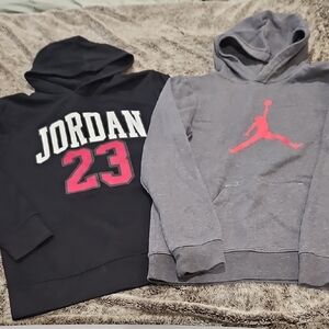 Jordan Kids' Black and Gray Hoodies with Red Accents